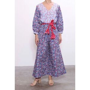 Apiece Apart Irene Belted Jumpsuit | Blue and Red in 0